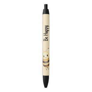 Cute Yellow Black Be Happy Bee Ink Pen