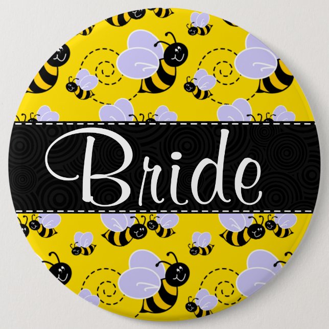 Cute Yellow & Black Bee 6 Cm Round Badge (Front)