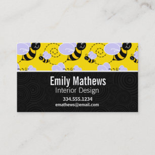 Cute Yellow & Black Bee Business Card