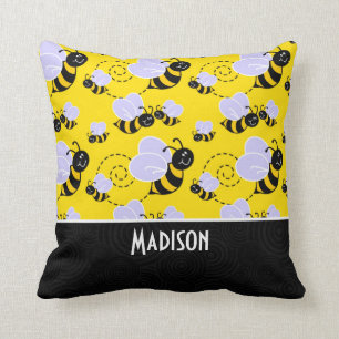 Cute Yellow & Black Bee Cushion