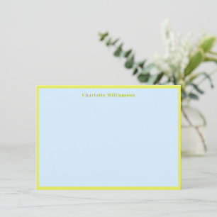 Cute Yellow Blue Border Personalised Stationery Thank You Card