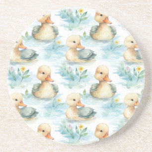 Cute Yellow Blue Ducks Coaster