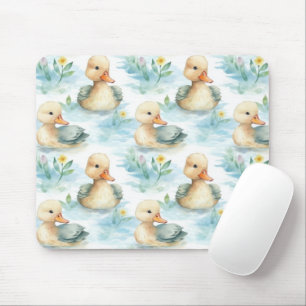 Cute Yellow Blue Ducks Mouse Pad
