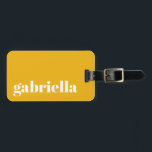 Cute Yellow Bold Typography Personalised Name Luggage Tag<br><div class="desc">Bold Modern Typography Personalised Name Luggage Tag with White Text on a Yellow Background</div>