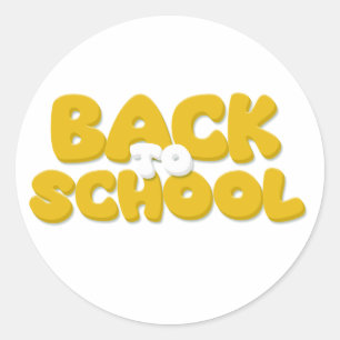 Cute Yellow Bubble Letter Back To School Typograph Classic Round Sticker