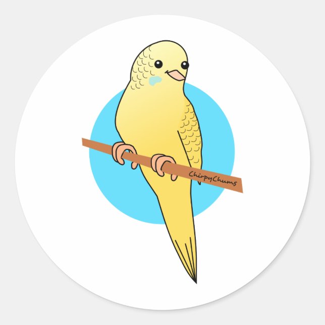 Cute Yellow Budgie Classic Round Sticker (Front)