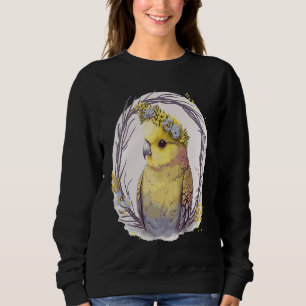 Cute Yellow Budgie Parakeet Bird Flower Crown Pet  Sweatshirt