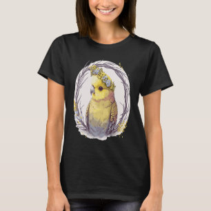 Cute Yellow Budgie Parakeet Bird Flower Crown Pet  T-Shirt
