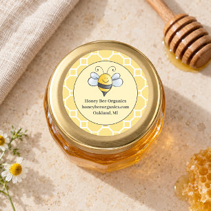 Cute Yellow Bumblebee Honey Business Classic Round Sticker