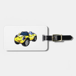 Cute yellow car cartoon Choose background colour Luggage Tag