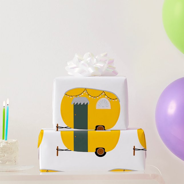 Cute Yellow Caravan Wrapping Paper (Creator Uploaded)
