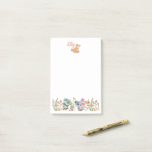 Cute Yellow Cartoon Dog With Personalised Name Post-it Notes