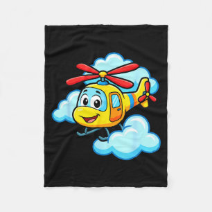 Cute yellow cartoon helicopter funny chopper kids fleece blanket
