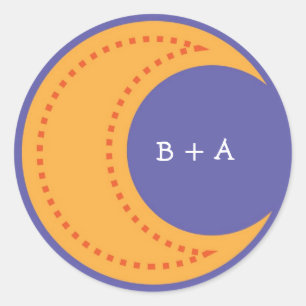 Cute Yellow Cartoon Moon (Night) Envelope Seal