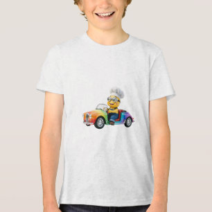 Cute Yellow Chef Driving Rainbow Vintage Car Tri-Blend Shirt