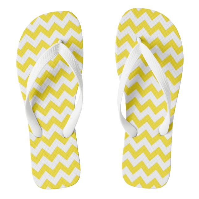 Cute Yellow Chevron Patterned Flip Flops (Footbed)