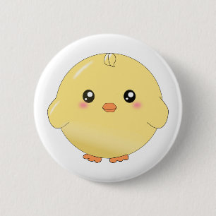 Cute yellow chick 6 cm round badge