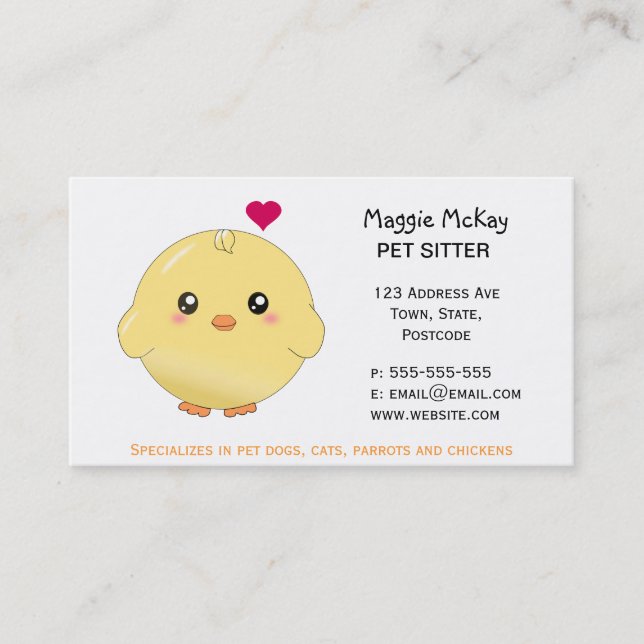 Cute yellow chick business card (Front)