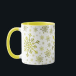 Cute Yellow Christmas Snowflakes on Winter White Mug<br><div class="desc">Mixed sized pretty yellow snowflakes are scattered throughout this Christmas seasonal pattern. This cute festive design with a crisp winter white background is sure to please any age and perfect for anyone who likes soft and delicate xmas patterns.</div>