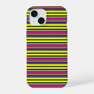Cute yellow colourful stripes iPhone 15 case