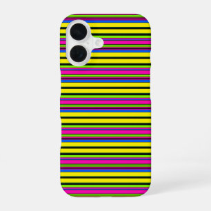Cute yellow colourful stripes iPhone 16 case