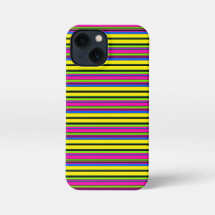 Cute yellow colourful stripes iPhone 13 mini case