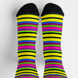 Cute yellow colourful stripes socks