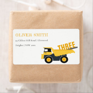 Cute Yellow Construction Dump Truck Address