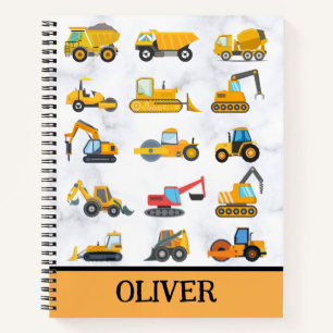 Cute Yellow Construction Vehicles Notebook