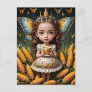 Cute Yellow Corn Butterfly Fairy Postcard