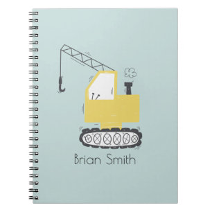 Cute Yellow Crane Illustration Custom Name Notebook