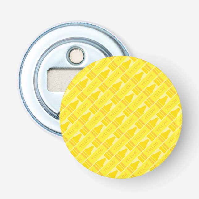 Cute Yellow Crayon Artsy Pattern Bottle Opener (Front)