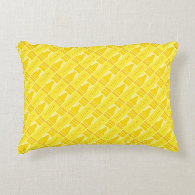 Cute Yellow Crayon Artsy Pattern Decorative Cushion (Front)