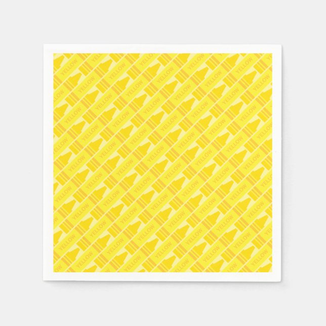 Cute Yellow Crayon Artsy Pattern Napkin (Front)
