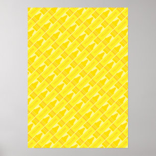 Cute Yellow Crayon Artsy Pattern Poster