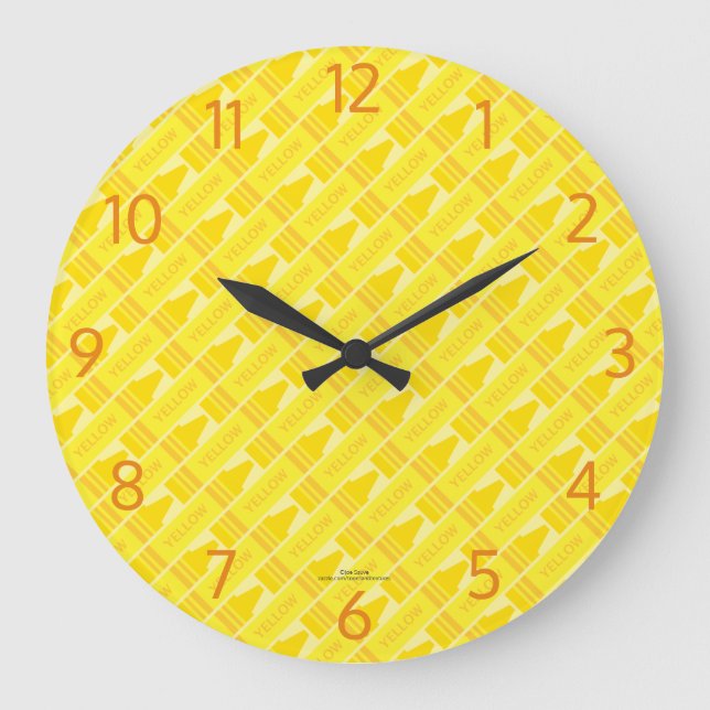 Cute Yellow Crayons Large Clock (Front)