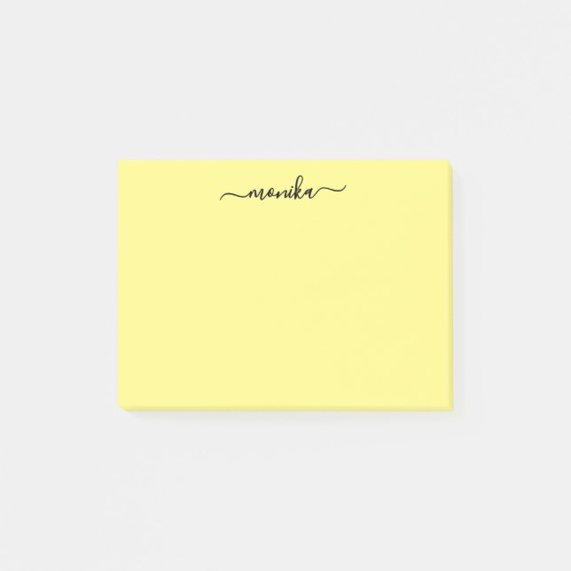Cute Yellow Custom Name Post-it Notes (Front)