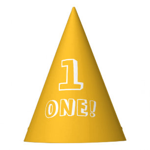Cute yellow custom number age year birthday party hat