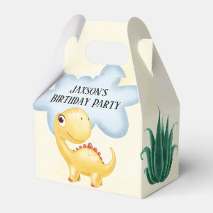 Cute Yellow Dinosaur Boy Birthday Party Favour Box