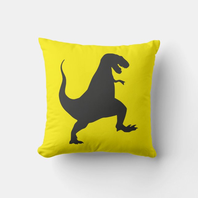 Cute Yellow Dinosaur Tyrannosaurus rex Jurassic Cushion (Front)