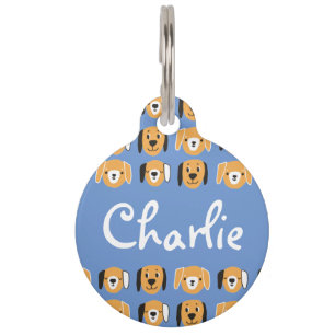 Cute Yellow Dog Head Pattern Customisable Name Pet Tag