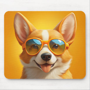 Cute yellow dog wearing 🕶️ mouse pad