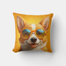 Cute yellow dog wearing sunglasses