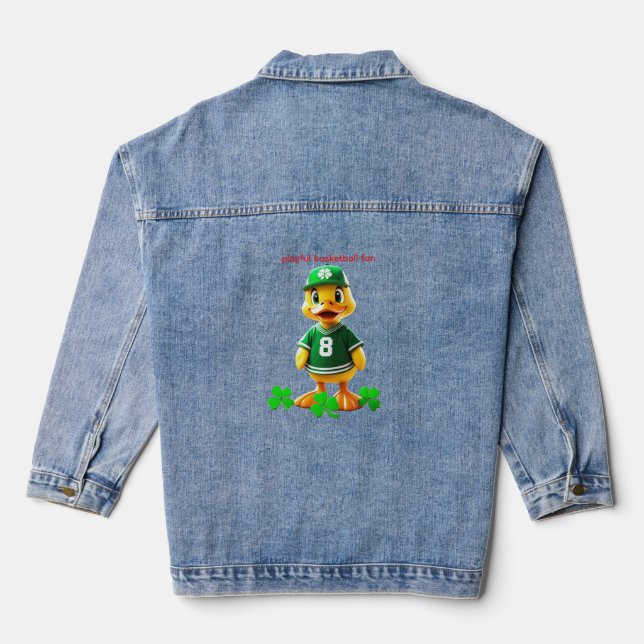 Cute Yellow Duck in Celtics Jersey – Unreal Engine Denim Jacket (Back)