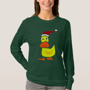 Cute Yellow Duck in Santa Hat T-Shirt
