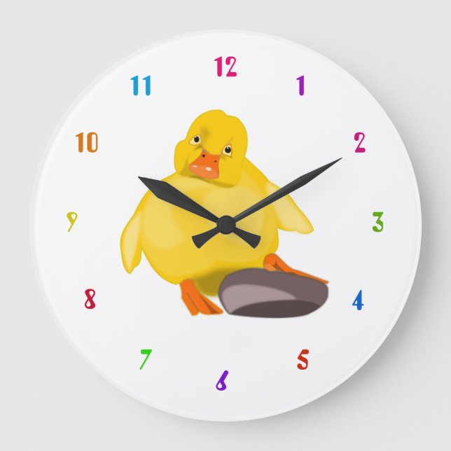 Cute Yellow Duck - Large Clock (Front)