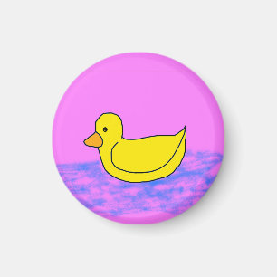cute yellow duck on pink Magnet