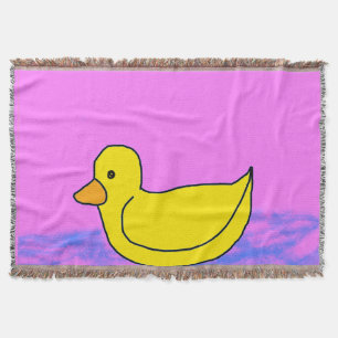cute yellow duck on pink Throw Blanket