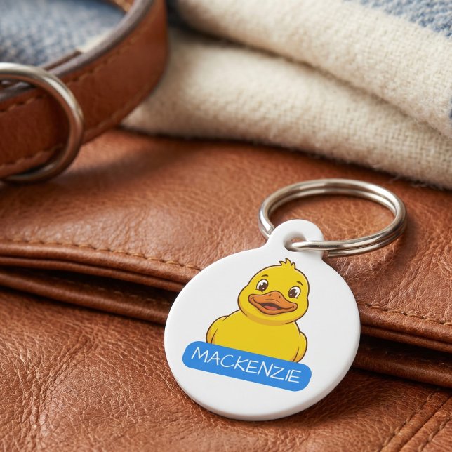 Cute Yellow Duck Personalised Pet Tag (Cute Yellow Duck Personalized Pet ID Tag by Ricaso. Add your dog or cats name and your details)