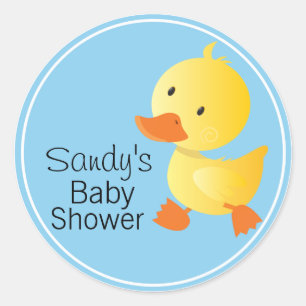 Cute Yellow Duckie Baby Shower Classic Round Sticker